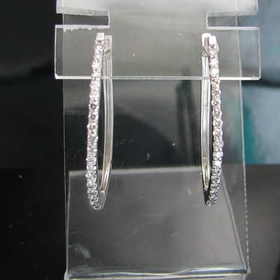 ダイヤモンド ピアス プラチナ900 0.4ｃｔ 中折れ式 フープピアス U字　Pt900の画像