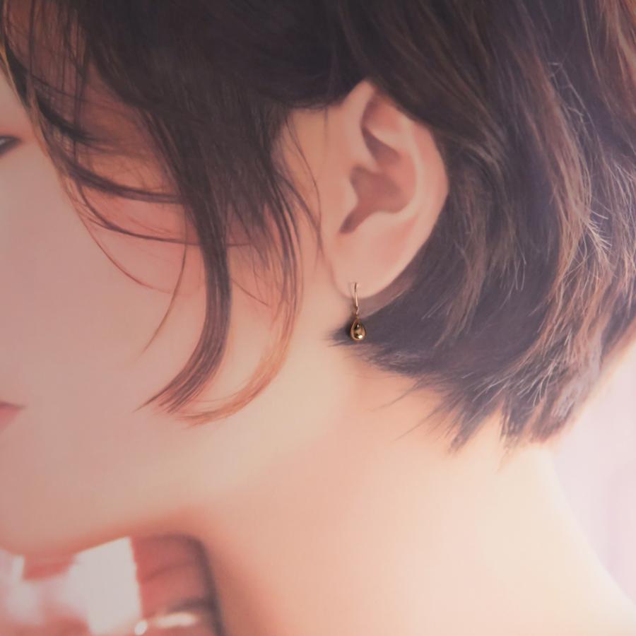 選べる3サイズ K18 フックピアス ツユ玉 18金 ピアス ジプシー