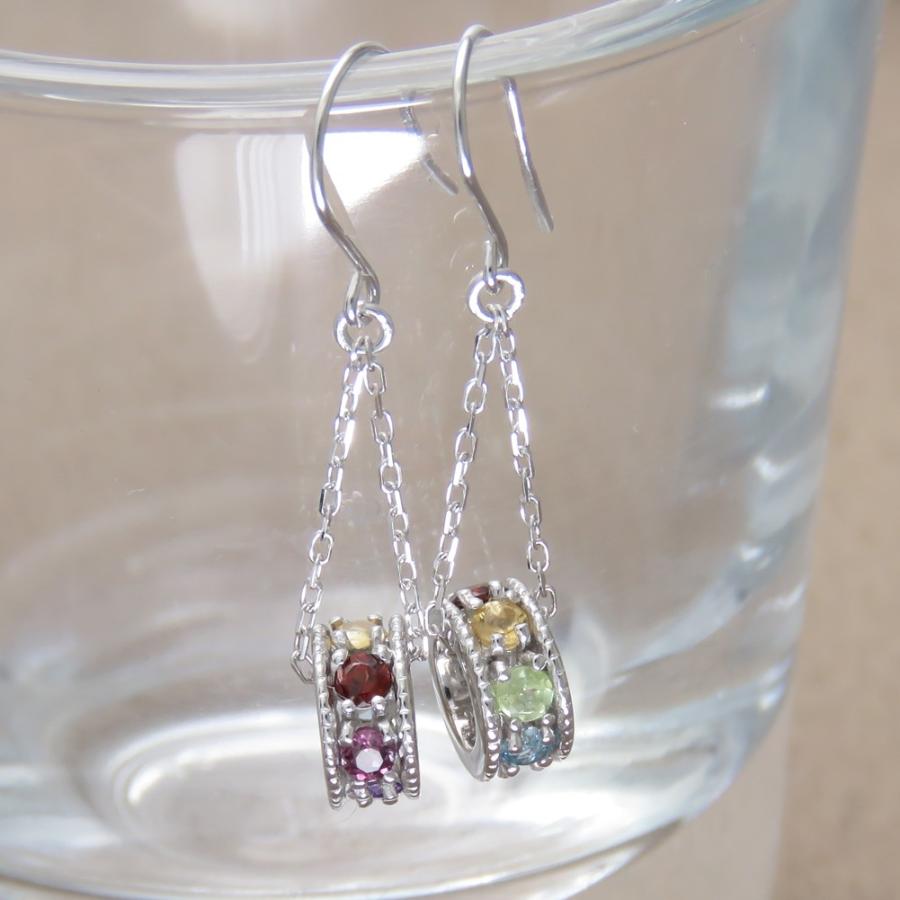 ベビーリング フック ピアス シトリン ガーネット アメジスト アイオライト ブルートパーズ ペリドット ピンクトルマリン K18WG フック式 ピアス