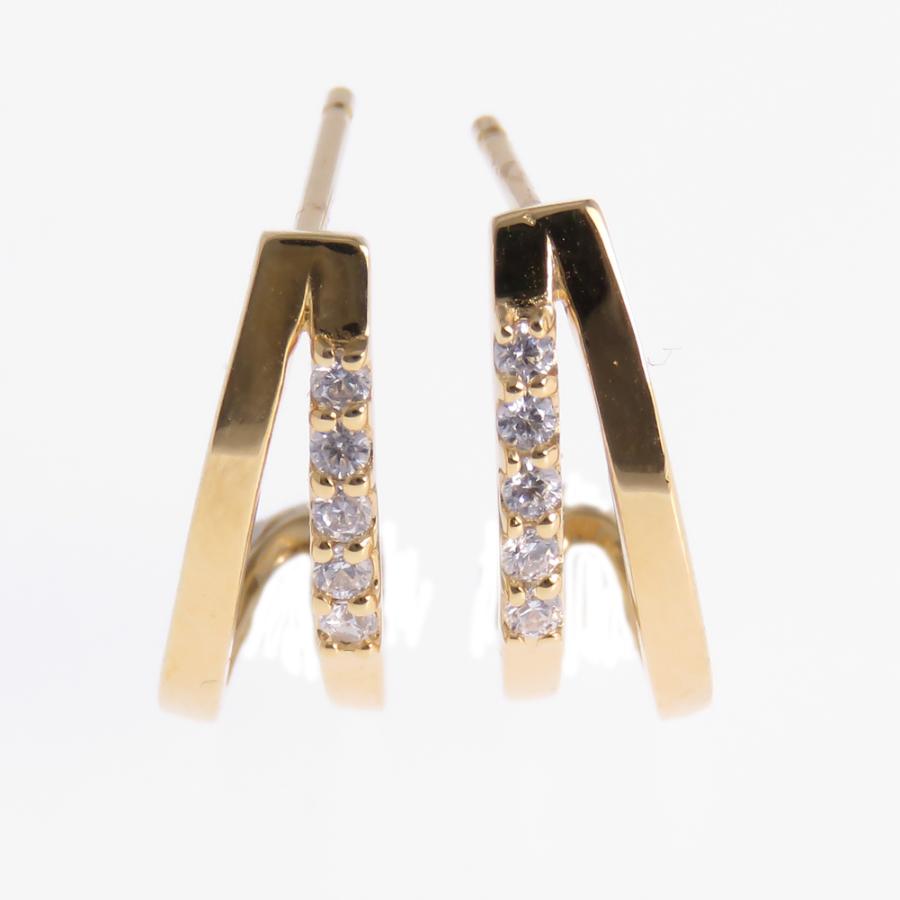 ダイヤモンドピアス K10 10金 K18 Pt900 フープ風G型ピアス