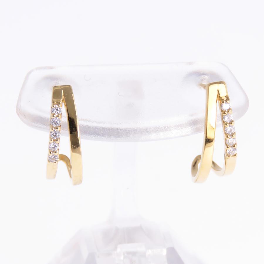 ダイヤモンドピアス K10 10金 K18 Pt900 フープ風G型ピアス