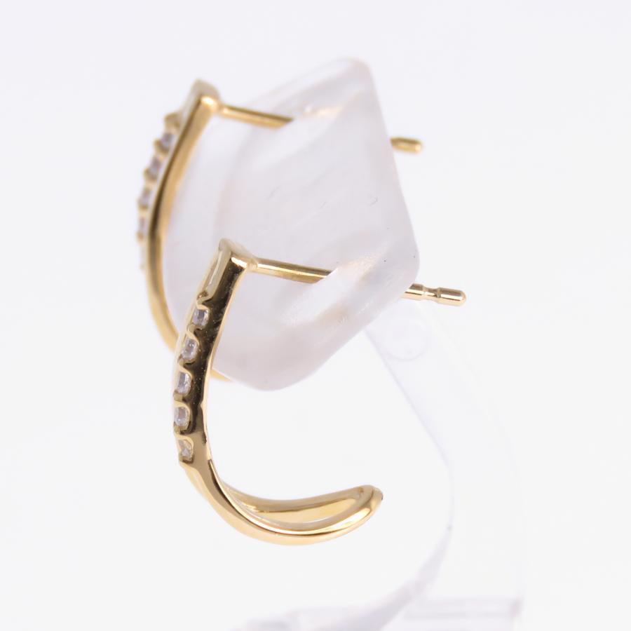 ダイヤモンドピアス K10 10金 K18 Pt900 フープ風G型ピアス