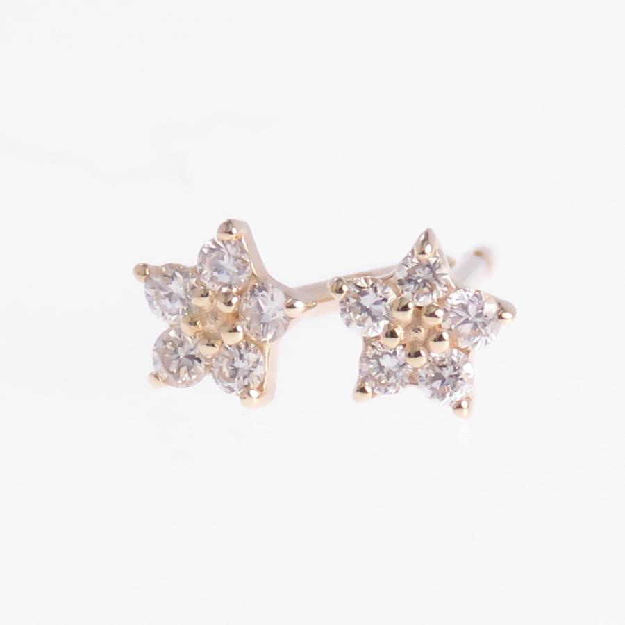 k10☆ダイヤピアス ダイヤピアス K10 ぷちピアス ダイヤモンド ほし 星 star : ジュエリー