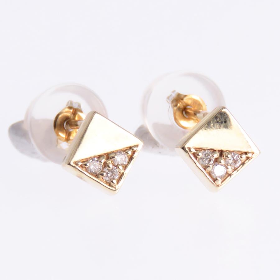 ピアス レディース ダイヤモンド K10 10金 四角 しかく