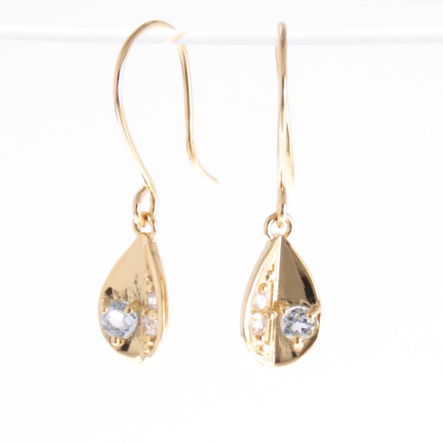 ダイヤモンド フック ピアス K10 0.04ct フック式ピアス ジプシー ツユ