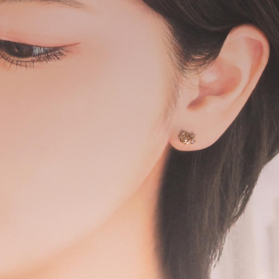 薔薇 ばら ピアス ダイヤモンドピアス K10 K18 Pt900 : ジュエリーラピ