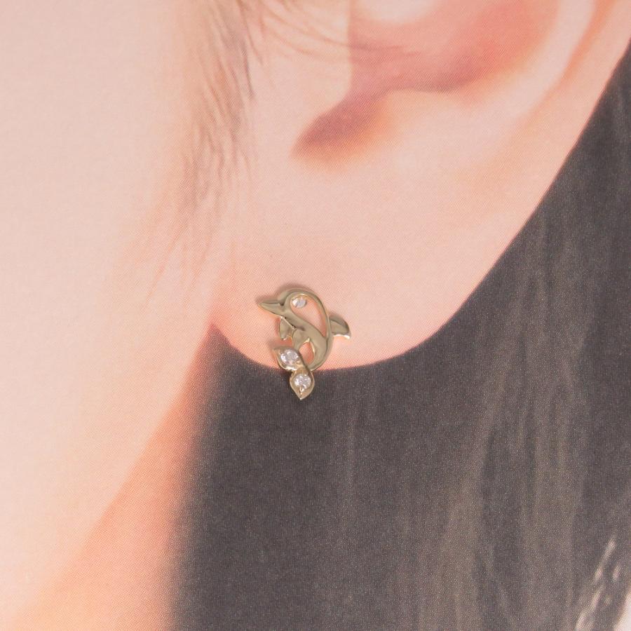 イルカ ドルフィン ピアス モチーフピアス ユニーク K10 K18 Pt900  