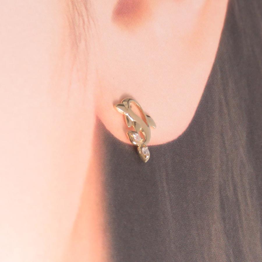 イルカ ドルフィン ピアス モチーフピアス ユニーク K10 K18 Pt900  