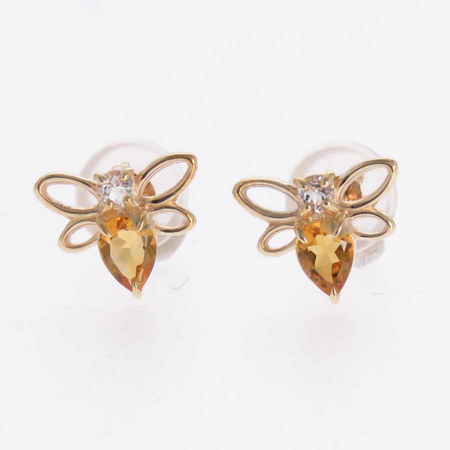 K10 ピアス 蜂 はち ハチ ビー bee モチーフ ホワイトトパーズ K10 ピアス 蜂 はち ハチ ビー bee モチーフ ホワイトトパーズ