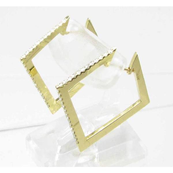 【通常品】 ダイヤモンド ピアス K18YG イエローゴールド 中折れ式 ひしがた ひし形 菱型 0.4ct 【TMF1563539677】(56320円)