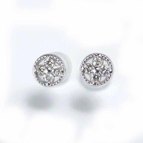 ダイヤモンドピアス K10 ミル打ち ピアス 0.12ct : ジュエリーラピ 