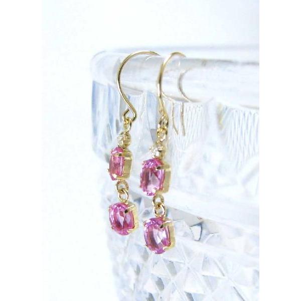 k18 ピンクサファイア ダイヤモンド ピアス ピンクサファイア ダイヤモンド K18 イエローゴールド フックピアス