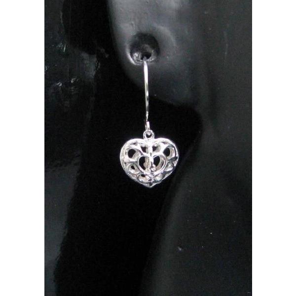 ハート ピアス ホワイト × ゴールド ハート K18ホワイトゴールド フック式 ピアス : ジュエリーラピネス