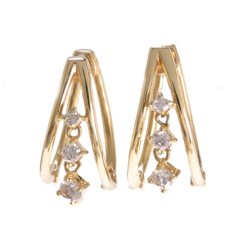ダイヤピアス K10 10金 フープピアス 0.18ct 13ミリ×7.5ミリ