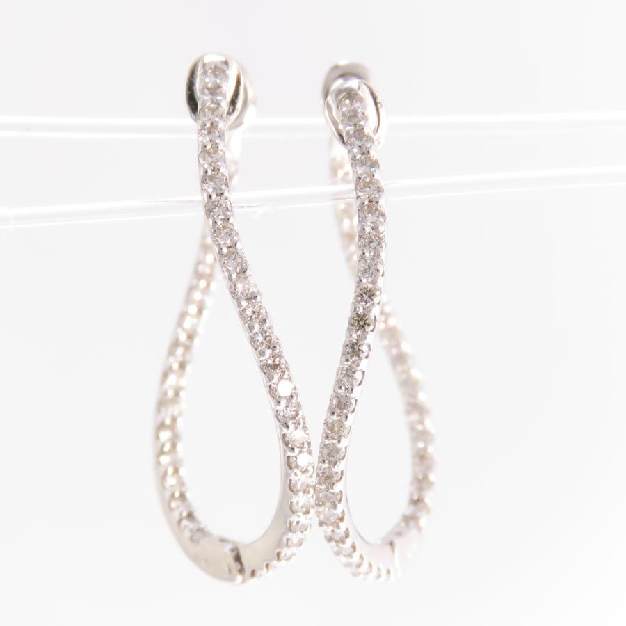 フープピアス 中折れ ダイヤモンドピアス ダイヤピアス ダイヤモンド 