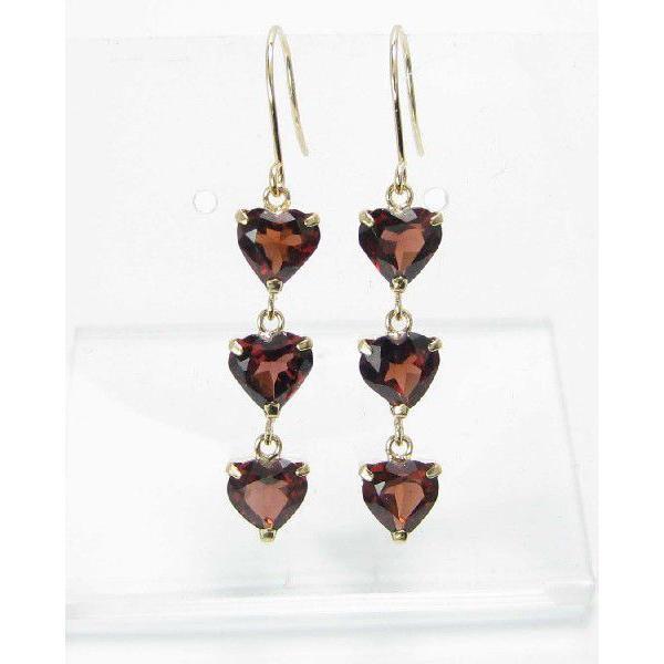 ピアス ガーネット K18イエローゴールド フックタイプ