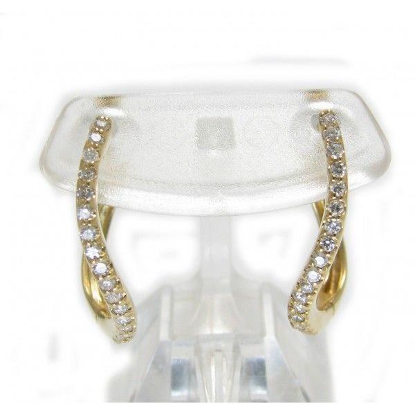 ピアス ダイヤモンド K18イエローゴールド 0.3ｃｔ 中折れ式 フープピアスの画像