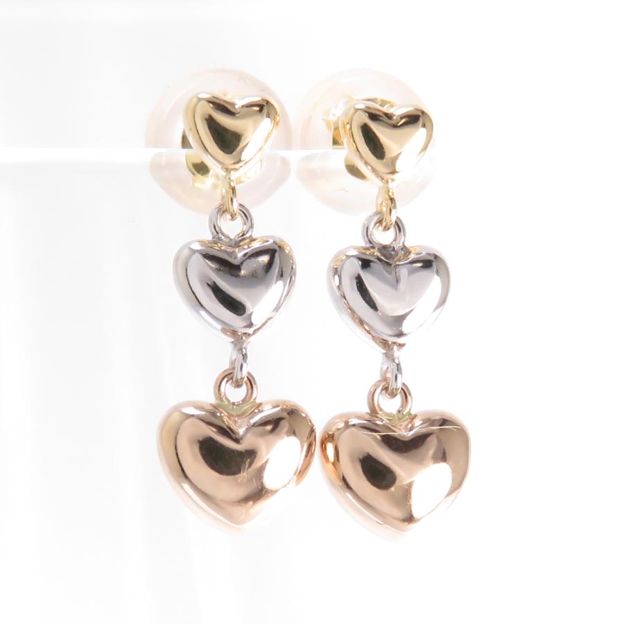 ハート 3連 ピアス K18 K18PG K18WG 3k 18金 : ジュエリーラピネス 