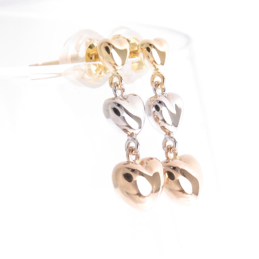 ハート 3連 ピアス K18 K18PG K18WG 3k 18金 : ジュエリーラピ