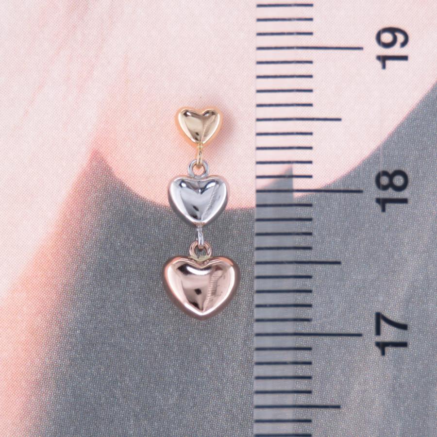 週末セール 18金ピアス　K18刻印あり　ハート3連ピアス 楽天市場】ピアス 18k ハート 18金 k18 オープンハート M