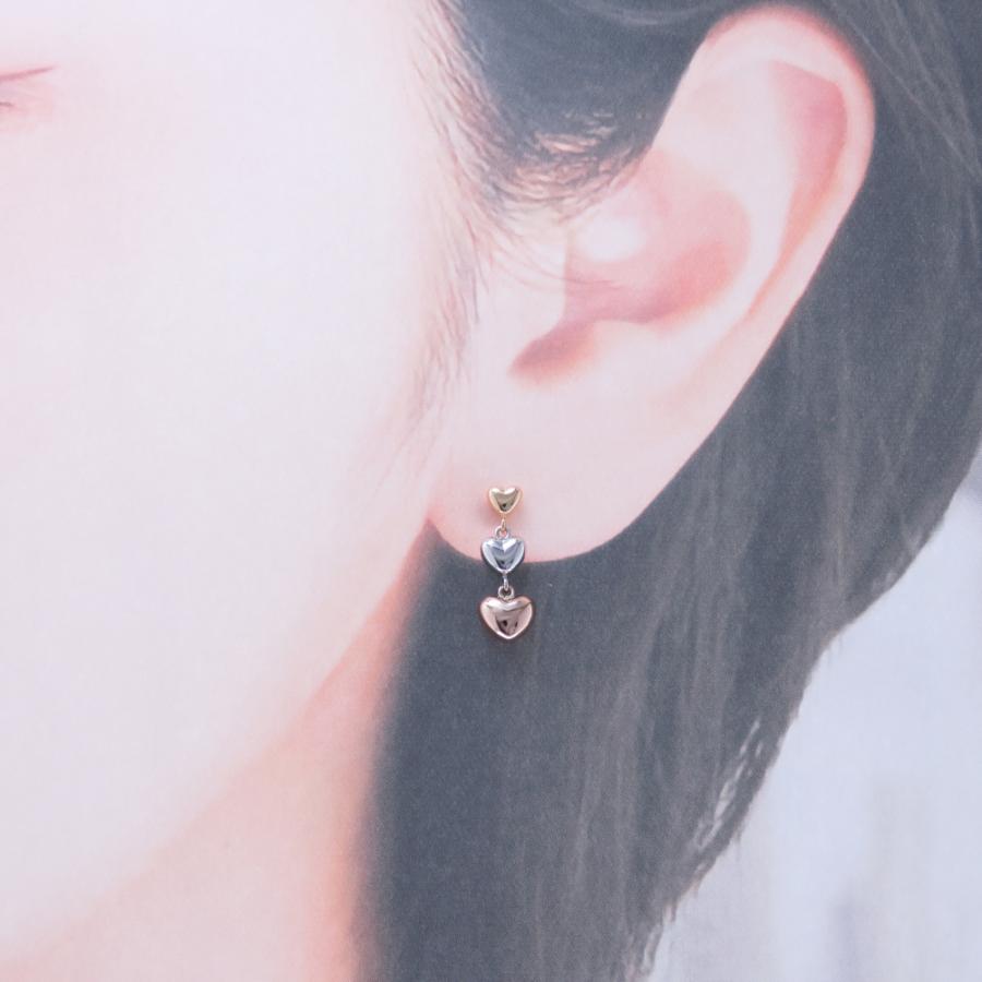 ハート 3連 ピアス K18 K18PG K18WG 3k 18金 : ジュエリーラピ