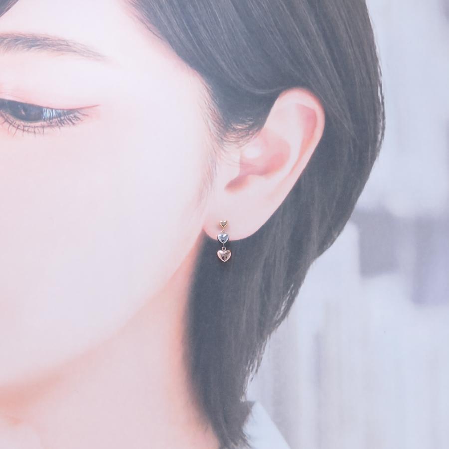 ハート 3連 ピアス K18 K18PG K18WG 3k 18金 : ジュエリーラピネス 