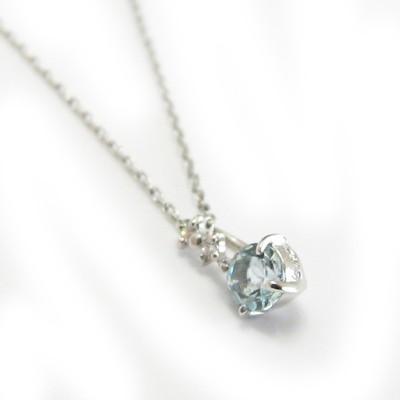 馬蹄 ネックレス ダイヤモンド ブルートパーズ K18 18金 ホースシュー 