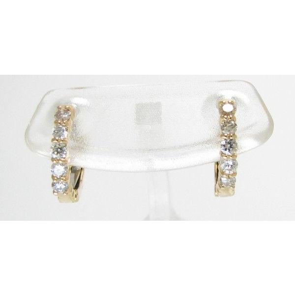 ピアス ダイヤモンド K18イエローゴールド 0.3ｃｔ バネ式 中折れ フープの画像
