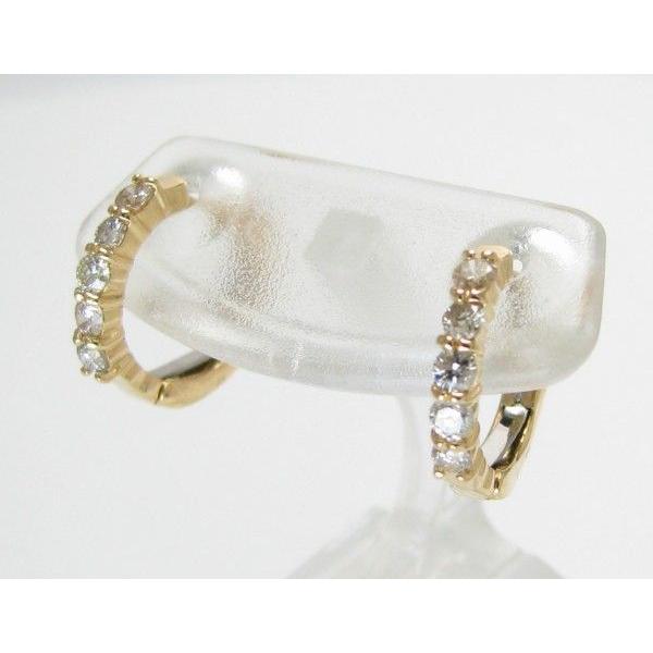ピアス ダイヤモンド K18イエローゴールド 0.3ｃｔ バネ式 中折れ フープの画像