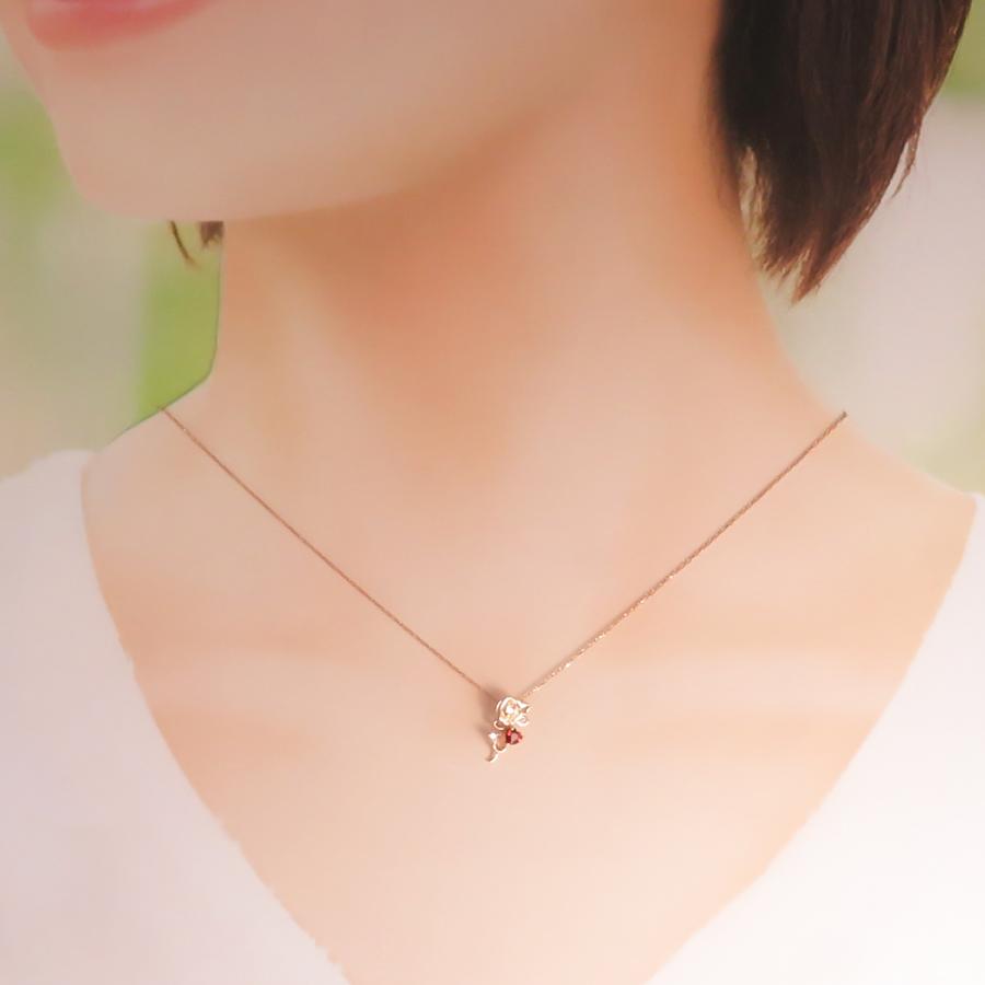 ROSE ばら 薔薇 ネックレス レディース ペンダント K10 18金 K18WG