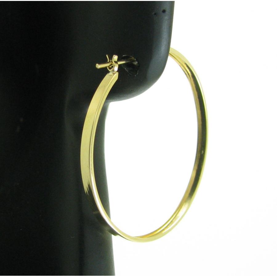 クロッシング フープ ピアス 地金 K18 溝線 2×30 遮断機式