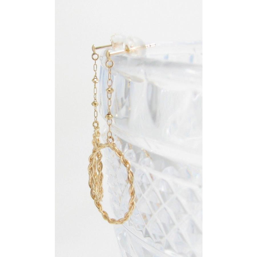 K10 k18 地金 ロング 長い ピアス 金 アンティーク風 金線 ねじねじ