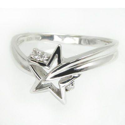 流れ星 流星 シューティングスター ダイヤ ピンキーリング K18WG