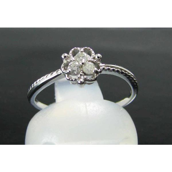 ダイヤモンド リング 指輪 0.1ct 1石 お花 モチーフ プラチナ900