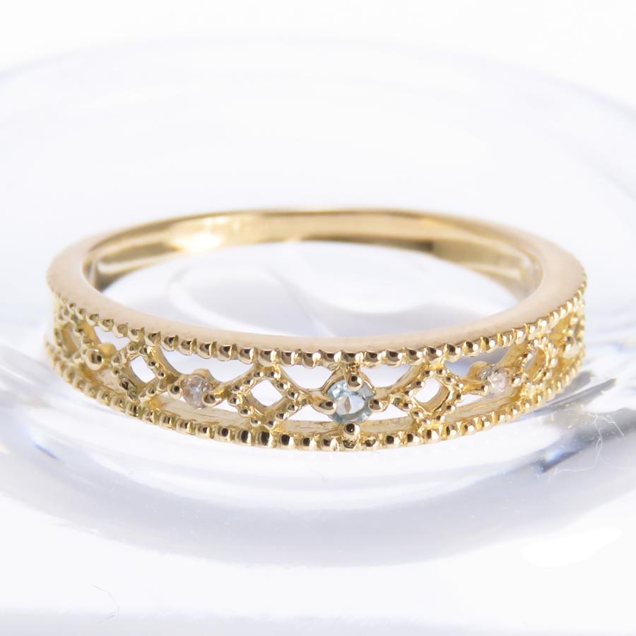 76N4329S】K18/Pt900 トパーズ ダイヤモンド リング 16号