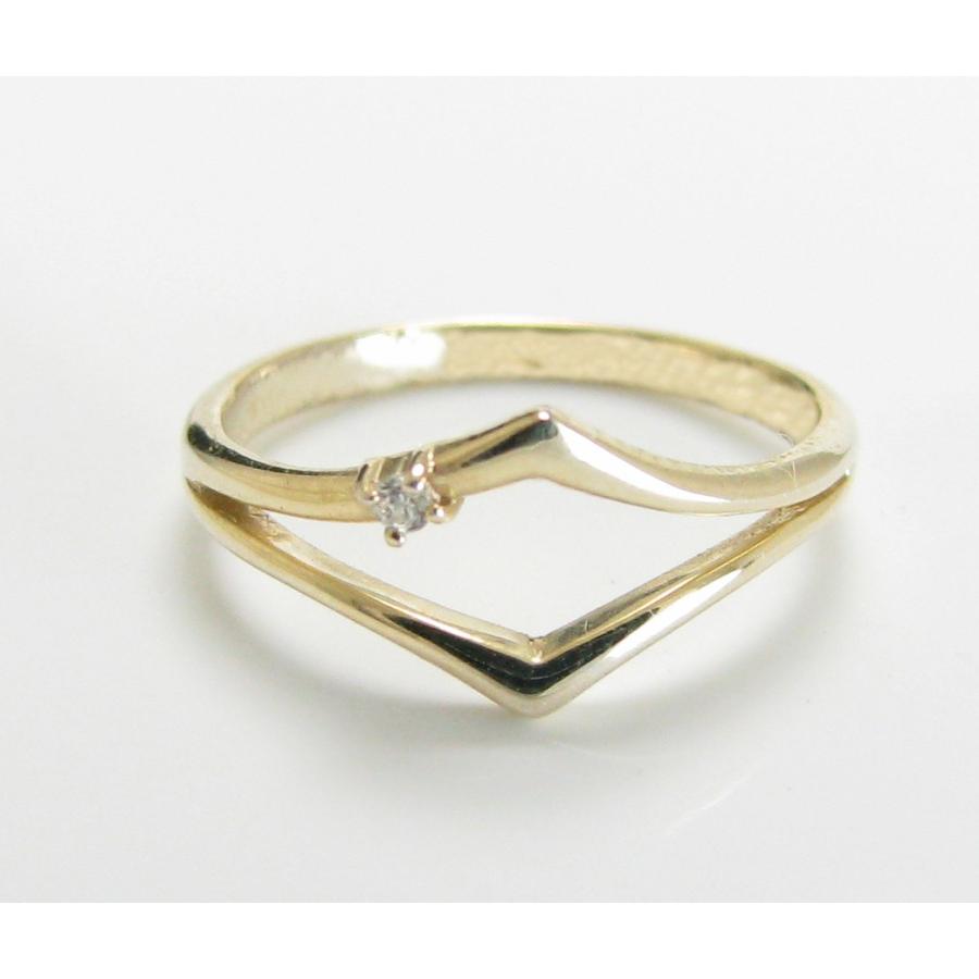 K10 ピンキーリング 小指の指輪 ダイヤモンド リング 透かしデザイン ダイヤ ひし型