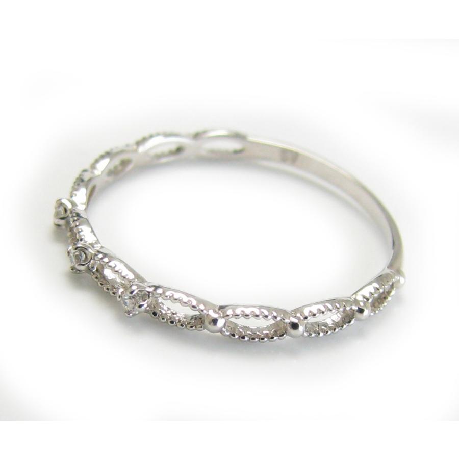 K10WG ダイヤモンド ミル打ち エタニティ 透かしデザイン リング 指輪