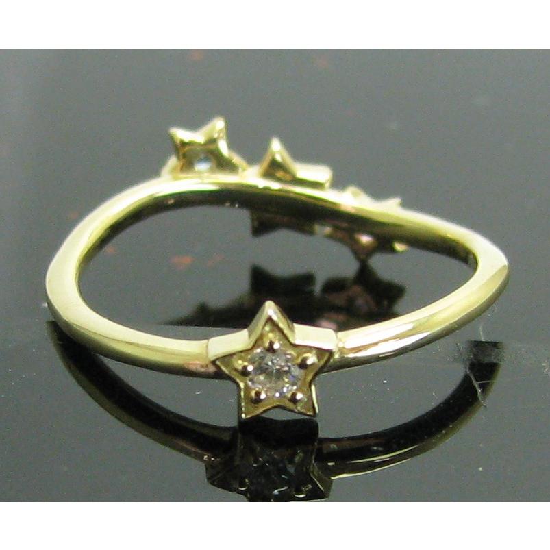 星リング K18 星 リング指輪 K18 スター 可愛い デザイン 表と裏 2way 18金