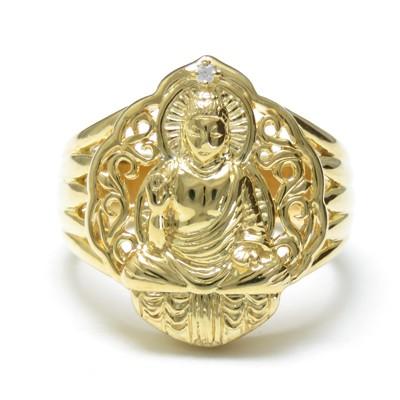 観音 菩薩 観世音菩薩 リング 指輪 K18 18金 ダイヤモンド お守り