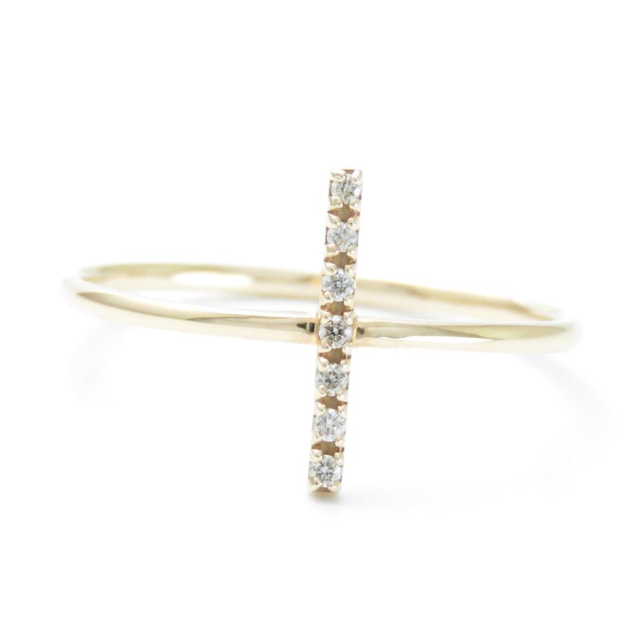 ダイヤモンド18金リング　10号 ダイヤモンド リング Iライン クロス 指輪 18金 ダイヤ K10 I字