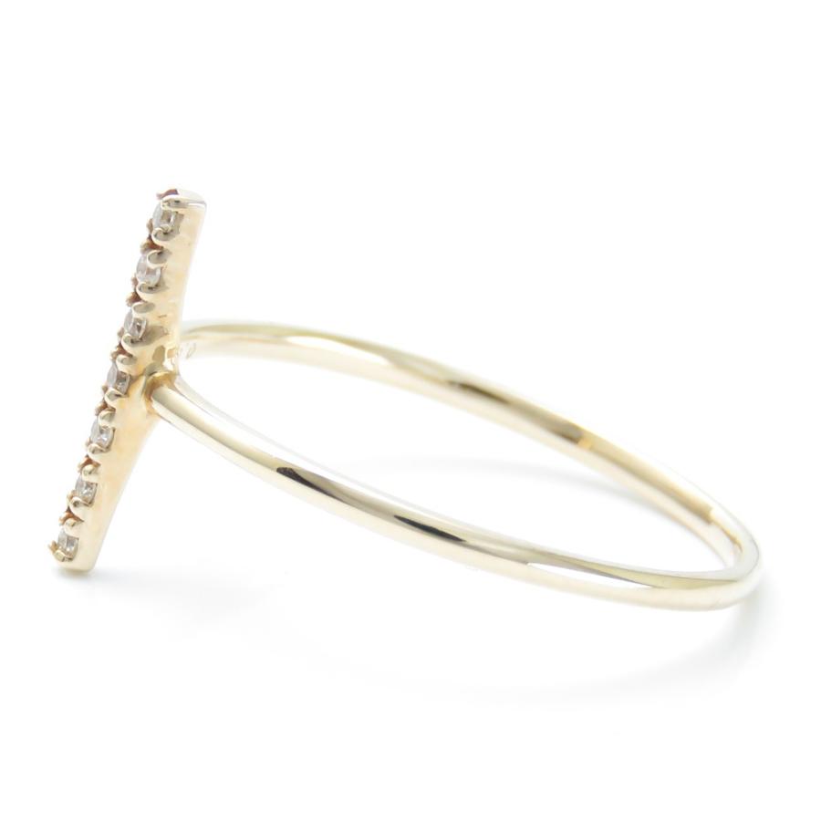 ダイヤモンド リング Iライン クロス 指輪 18金 ダイヤ K10 I字