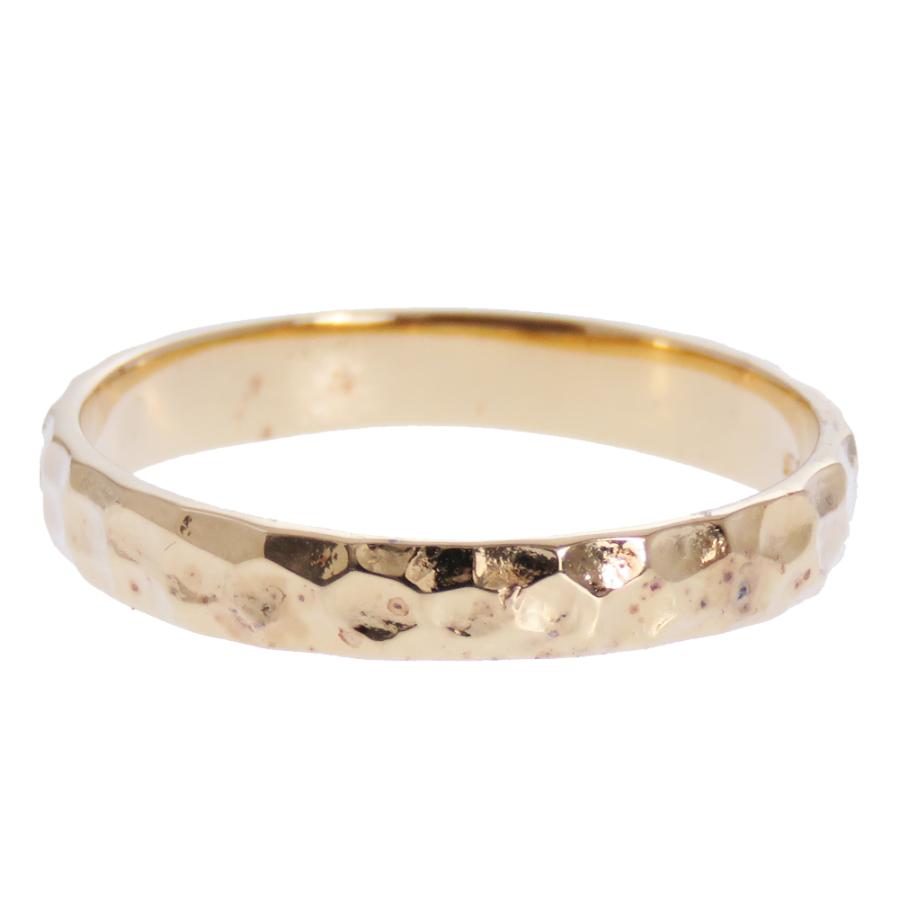 指輪 地金リング K10 シンプル 金だけの指輪 槌目風リング