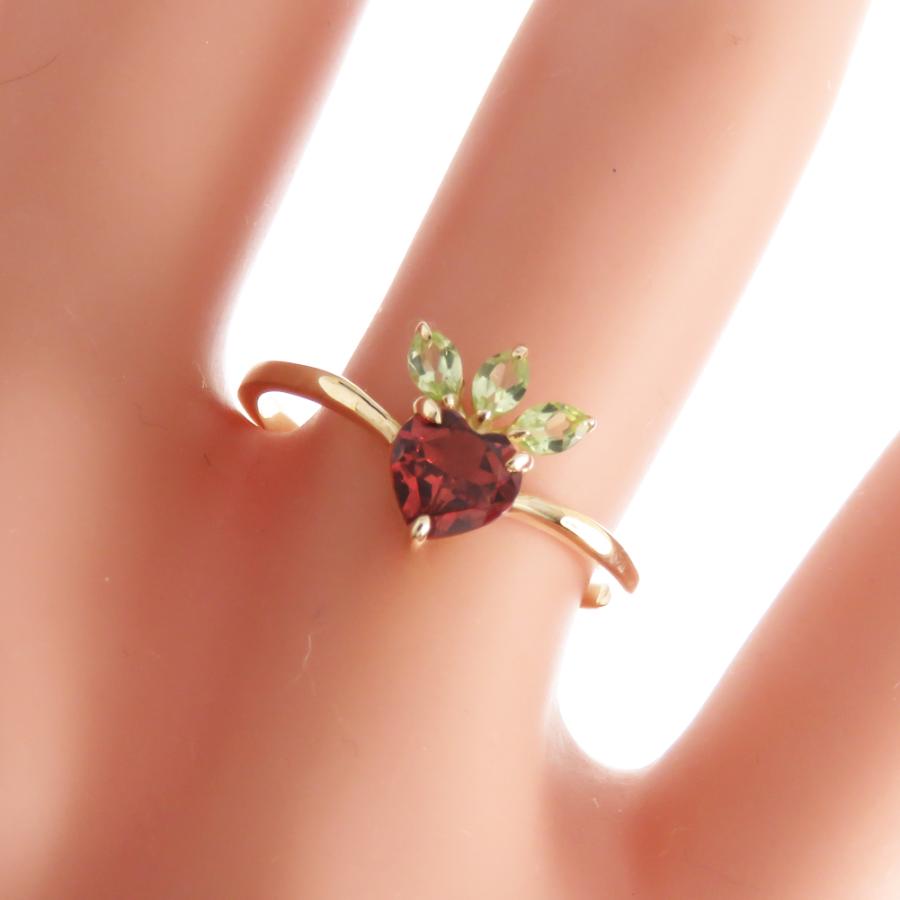 フルーツ ガーネット ペリドット いちご 苺 K10 K18 Pt900 リング