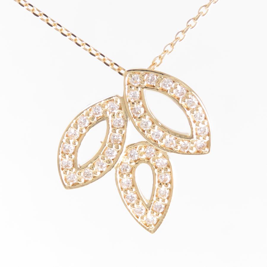 K18 ダイヤモンド ペンダントネックレス 0.2ct あずきチェーン 45cm