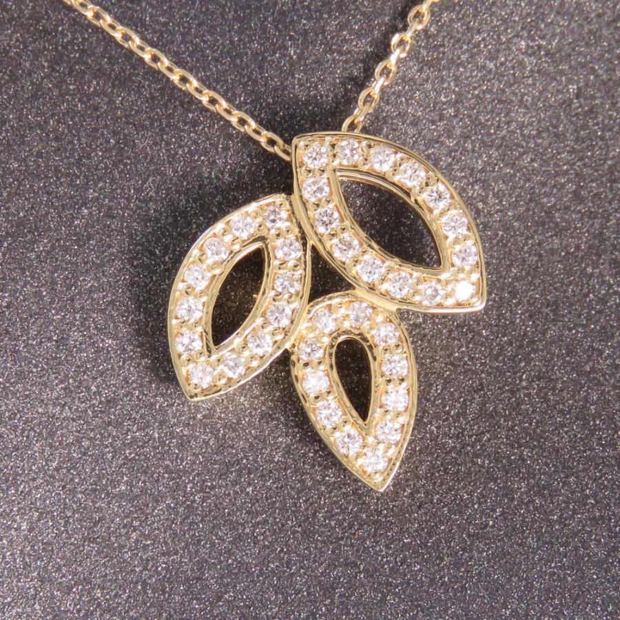 K18 ダイヤモンド ペンダントネックレス 0.2ct あずきチェーン 45cm