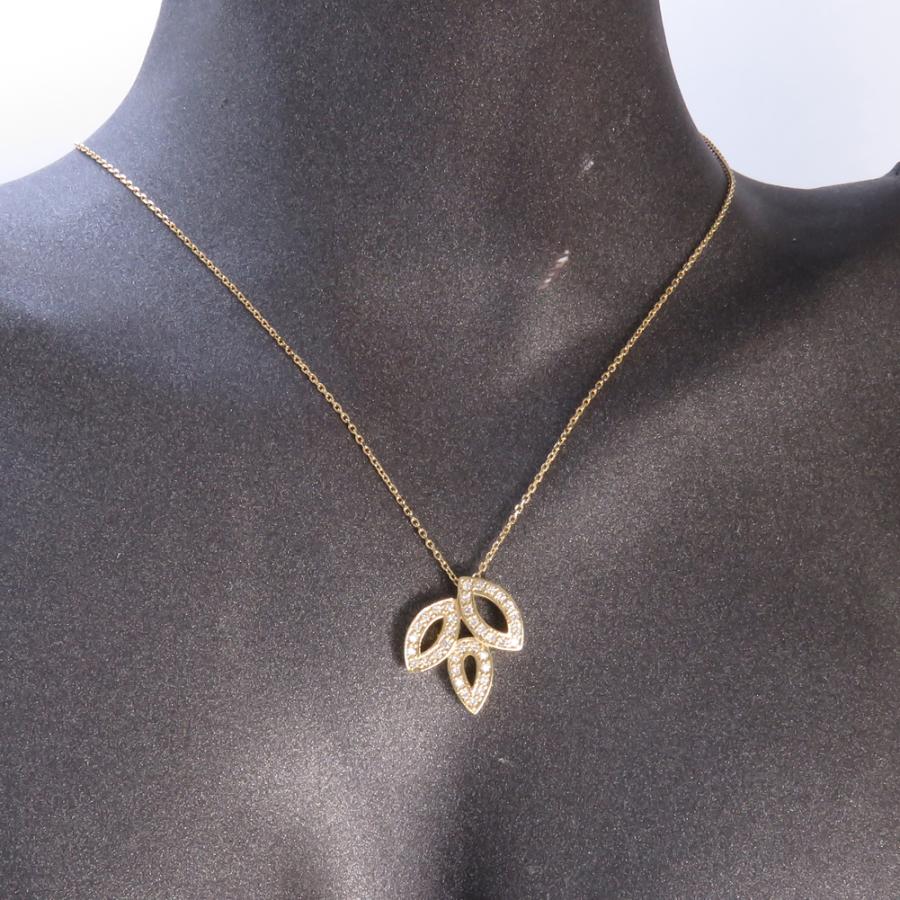 K18 ダイヤモンド ペンダントネックレス 0.2ct あずきチェーン 45cm