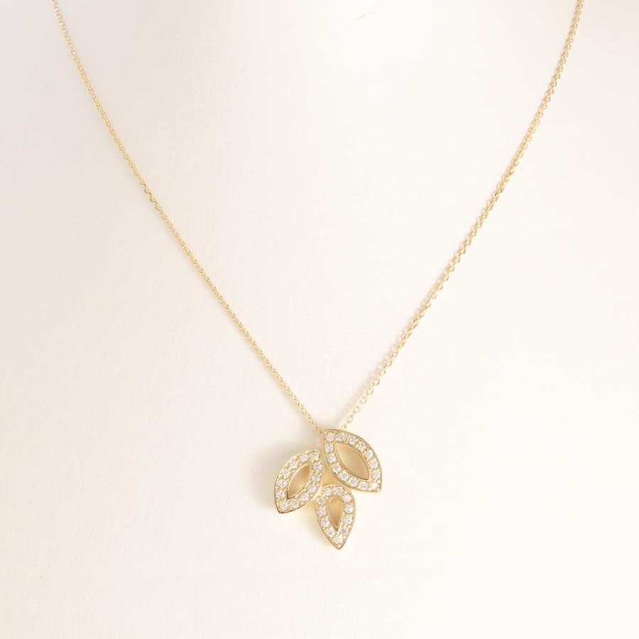 K18 ダイヤモンド ペンダントネックレス 0.2ct あずきチェーン 45cm