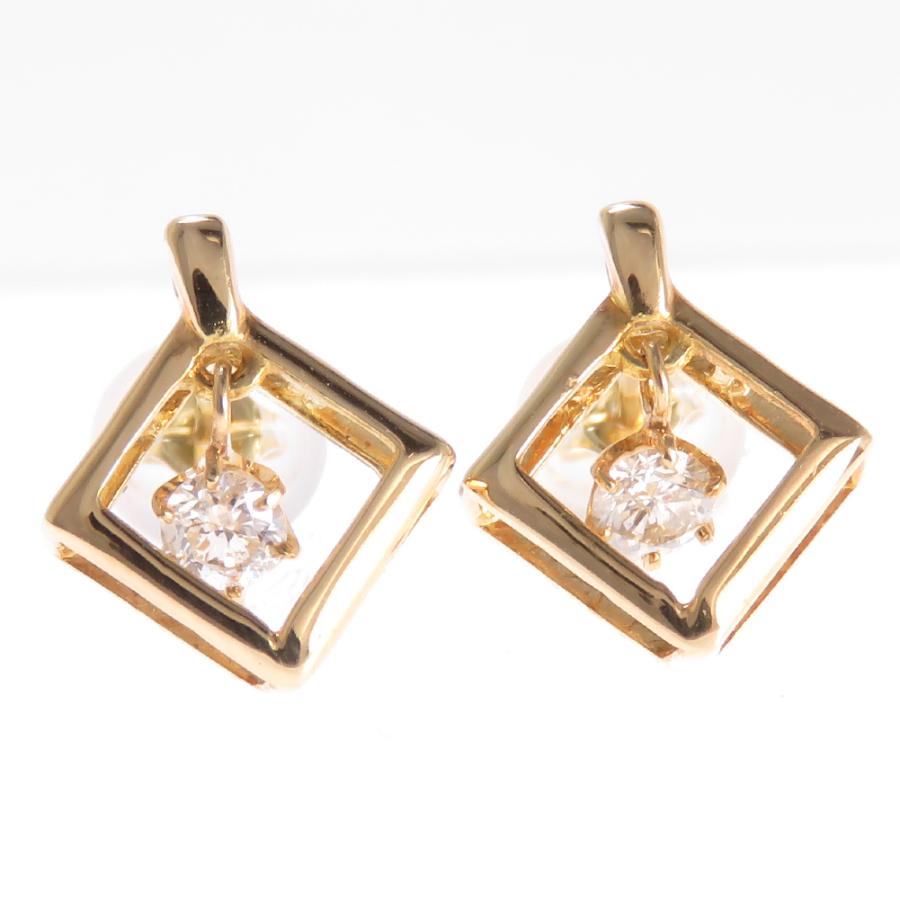 ダイヤピアス K10 10金 ピアス 0.16ct 11ミリ×9.5ミリ : ジュエリー