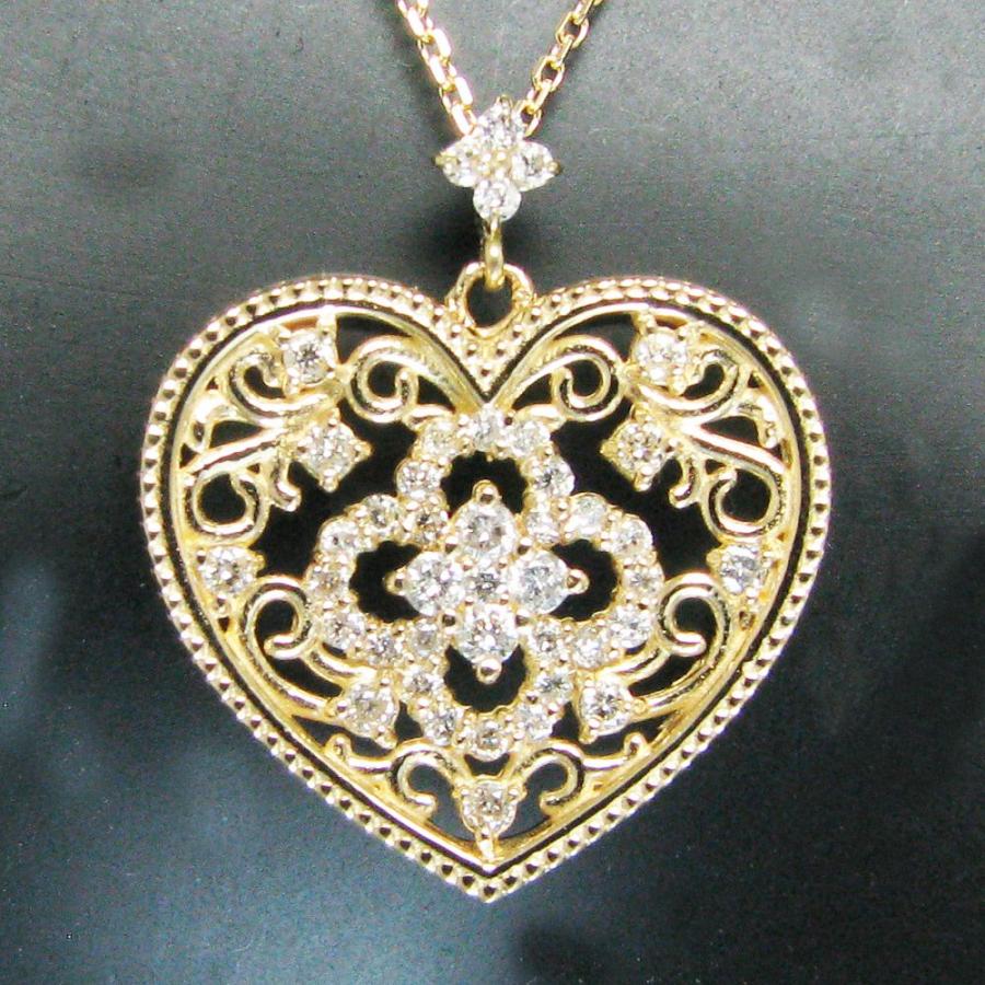 ハート ペンダント ネックレス 18金 K18YG イエローゴールド  