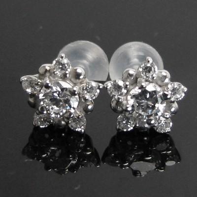 ダイヤモンド K18WG メンズ 男性 ギフト プレゼント ピアス 選べる金色